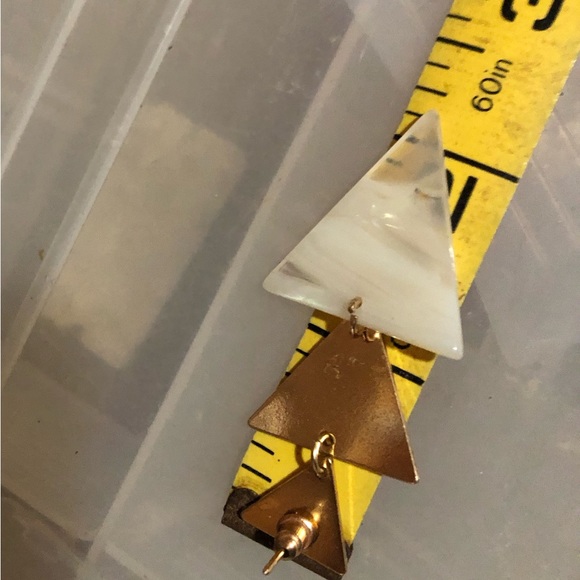 Gold colored triangular geometric dangle earrings priced posts - Picture 5 of 6